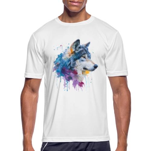 Splash-Art Wolf Head - Men's Moisture Wicking Performance T-Shirt