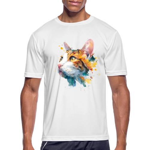 Cat: Feline Ink Burst - Men's Moisture Wicking Performance T-Shirt