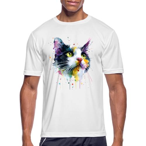 Cat: Painted Purr Expression - Men's Moisture Wicking Performance T-Shirt