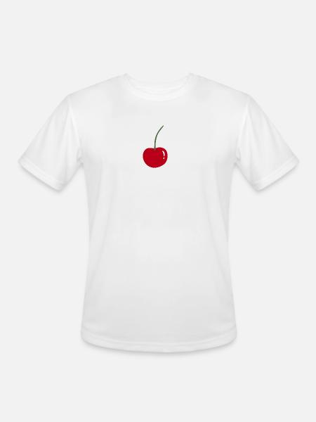 cherry - Men's Moisture Wicking Performance T-Shirt - white