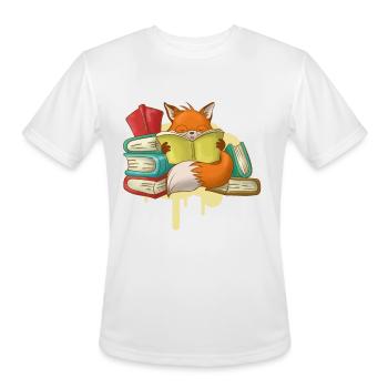 Fox Book Reading Books - Men's Moisture Wicking Performance T-Shirt - white - Front - Jackson (183cm)