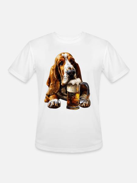 Basset Hound - Men's Moisture Wicking Performance T-Shirt - white