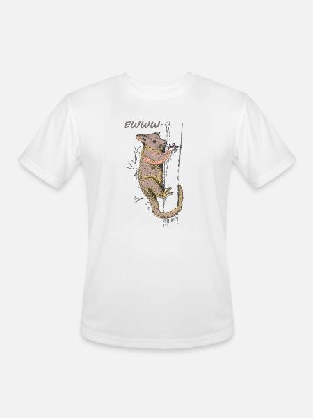 Funny Opossum, Opossum EWWW - Men's Moisture Wicking Performance T-Shirt - white