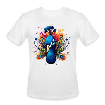 Colorful Peacock for Ornithologist Animal lover - Men's Moisture Wicking Performance T-Shirt - white - Front - Jackson (183cm)