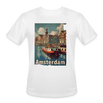 Vintage Amsterdam Canal Netherlands for a - Men's Moisture Wicking Performance T-Shirt - white - Front - Jackson (183cm)