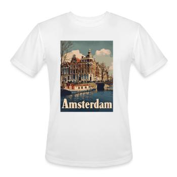 Vintage Amsterdam Canal Netherlands for a - Men's Moisture Wicking Performance T-Shirt - white - Front - Jackson (183cm)