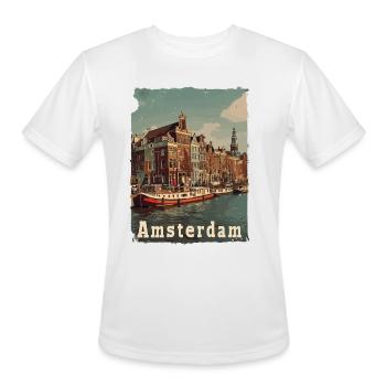 Vintage Amsterdam Canal Netherlands for a - Men's Moisture Wicking Performance T-Shirt - white - Front - Jackson (183cm)