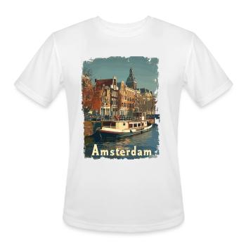 Vintage Amsterdam Canal Netherlands for a - Men's Moisture Wicking Performance T-Shirt - white - Front - Jackson (183cm)