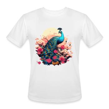 Colorful Peacock for Ornithologist Animal lover - Men's Moisture Wicking Performance T-Shirt - white - Front - Jackson (183cm)