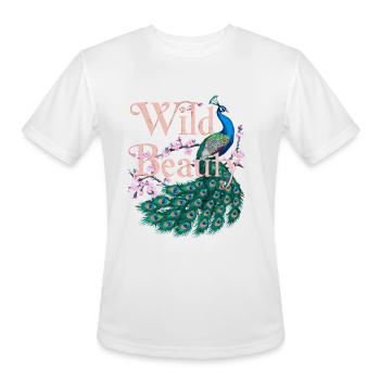 Colorful Peacock Wild Beauty - Men's Moisture Wicking Performance T-Shirt - white - Front - Jackson (183cm)