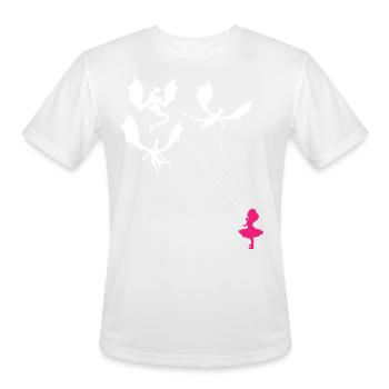 Funny Trendy Little Girl with Dragons - Men's Moisture Wicking Performance T-Shirt - white - Front - Jackson (183cm)