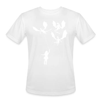 Funny Trendy Little Girl with Dragons - Men's Moisture Wicking Performance T-Shirt - white - Front - Jackson (183cm)