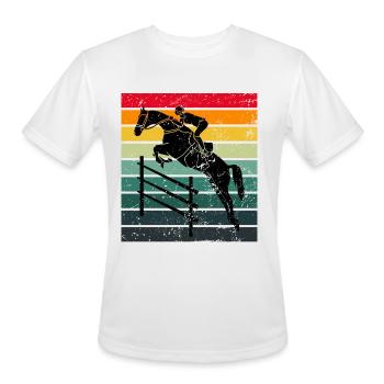 Retro Equestrian Jumping - Men's Moisture Wicking Performance T-Shirt - white - Front - Jackson (183cm)