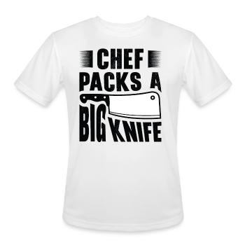 Chef Big Knife Slicing Cooking Meals - Men's Moisture Wicking Performance T-Shirt - white - Front - Jackson (183cm)