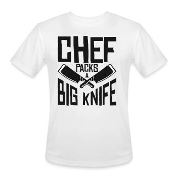 Chef Big Knife Slicing Cooking Meals - Men's Moisture Wicking Performance T-Shirt - white - Front - Jackson (183cm)