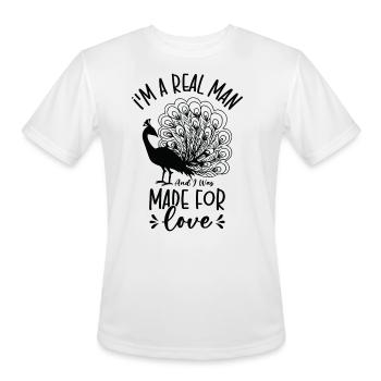 Peacock Line Art Man Peacock Fan Inspirational - Men's Moisture Wicking Performance T-Shirt - white - Front - Jackson (183cm)