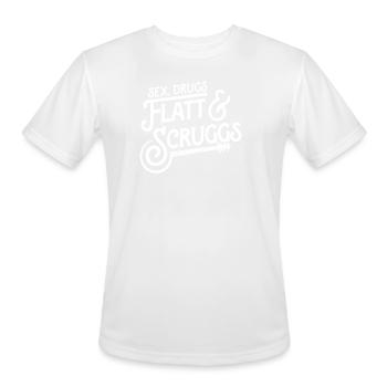 Sex, Drugs Flatt & Scruggs - Bluegrass & Country Music Rock Mantra! - Men's Moisture Wicking Performance T-Shirt - white - Front - Jackson (183cm)
