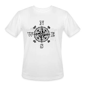 Compass with world map, cardinal points of earth - Men's Moisture Wicking Performance T-Shirt - white - Front - Jackson (183cm)