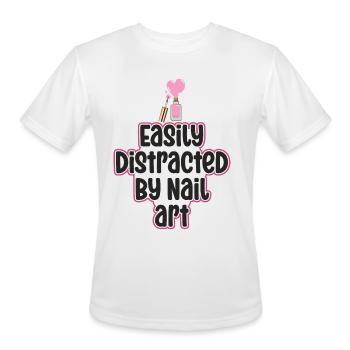 Easily Distracted By Nail Art Nail Tech - Men's Moisture Wicking Performance T-Shirt - white - Front - Jackson (183cm)