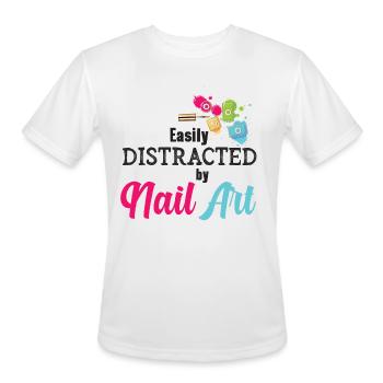 Easily Distracted By Nail Art Nail Tech - Men's Moisture Wicking Performance T-Shirt - white - Front - Jackson (183cm)