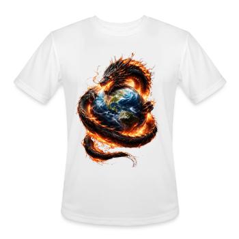 Dragon  hug the earth  - Men's Moisture Wicking Performance T-Shirt - white - Front - Jackson (183cm)