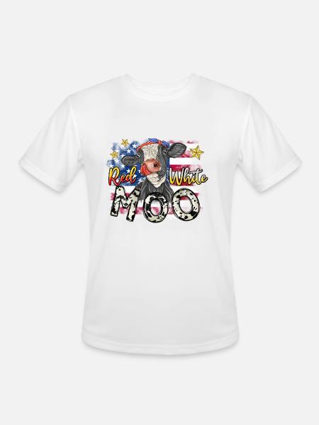 Red White Moo - Men's Moisture Wicking Performance T-Shirt - white
