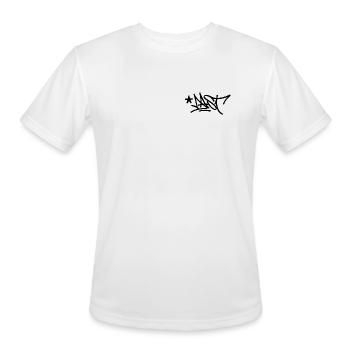 Silhouette of the urban graffiti tag "DAST".  - Men's Moisture Wicking Performance T-Shirt - white - Front - Jackson (183cm)