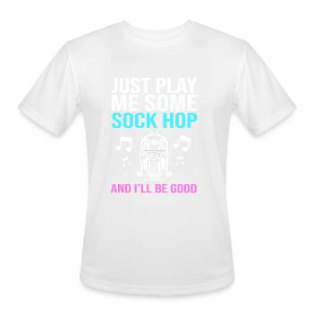 Sock Hop Music Quote 50s Rockabilly Sock Hop - Men's Moisture Wicking Performance T-Shirt - white - Front - Jackson (183cm)