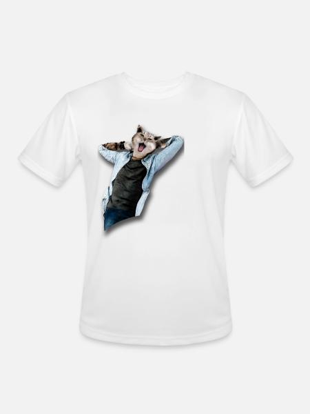 Funny Cat - Men's Moisture Wicking Performance T-Shirt - white