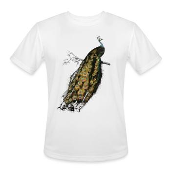 Beautiful Peacock - Men's Moisture Wicking Performance T-Shirt - white - Front - Jackson (183cm)