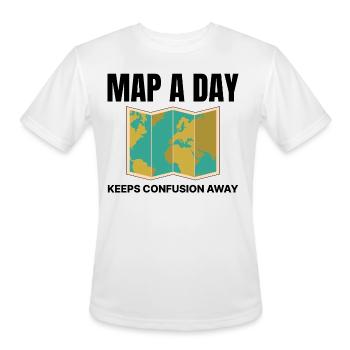 World Map GIS Cartography Earth Geography - Men's Moisture Wicking Performance T-Shirt - white - Front - Jackson (183cm)