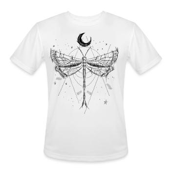 Drawing of a dragonfly in moonlight Boho style - Men's Moisture Wicking Performance T-Shirt - white - Front - Jackson (183cm)
