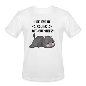 I Believe In Coding Without Stress - Men's Moisture Wicking Performance T-Shirt - white - Front - Jackson (183cm)