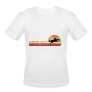 Retro Equestrian Jumping - Men's Moisture Wicking Performance T-Shirt - white - Front - Jackson (183cm)