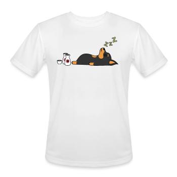 Miniature Pinscher Sake Drunk - Men's Moisture Wicking Performance T-Shirt - white - Front - Jackson (183cm)