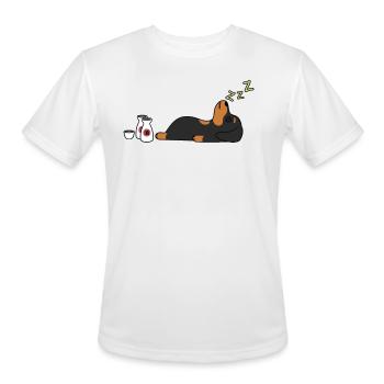 Dachshund Sake Drunk - Men's Moisture Wicking Performance T-Shirt - white - Front - Jackson (183cm)