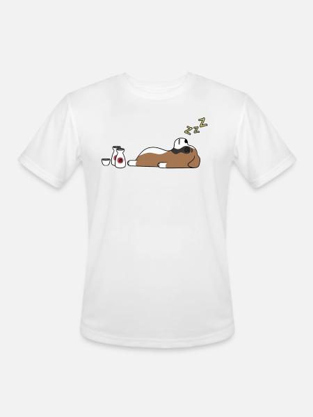 Boxer Dog Sake Drunk - Men's Moisture Wicking Performance T-Shirt - white