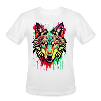 Wolf colourful - Howling Wolf Illustration - Men's Moisture Wicking Performance T-Shirt - white - Front - Jackson (183cm)