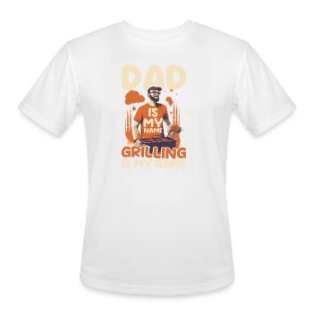 Fathers Day BBQ Dad Is Name Grilling - Men's Moisture Wicking Performance T-Shirt - white - Front - Jackson (183cm)