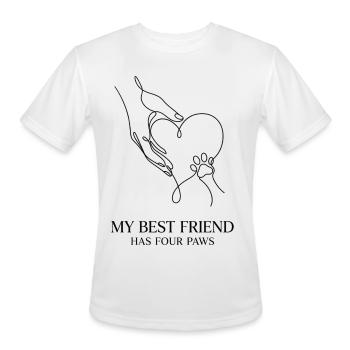 My Best Friend Has Four Paws Line Art - Men's Moisture Wicking Performance T-Shirt - white - Front - Jackson (183cm)