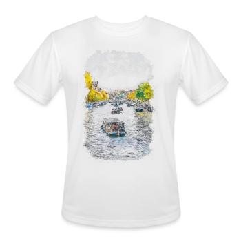 Amsterdam Water Canal Watercolor - Men's Moisture Wicking Performance T-Shirt - white - Front - Jackson (183cm)