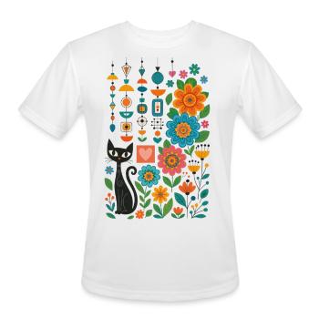 Midnight Cats Blooming Charms - Men's Moisture Wicking Performance T-Shirt - white - Front - Jackson (183cm)