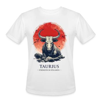 Taurus Bull at Sunset Circle - Men's Moisture Wicking Performance T-Shirt - white - Front - Jackson (183cm)