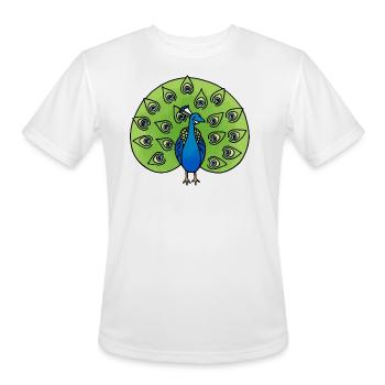 Colorful Peacock - Men's Moisture Wicking Performance T-Shirt - white - Front - Jackson (183cm)
