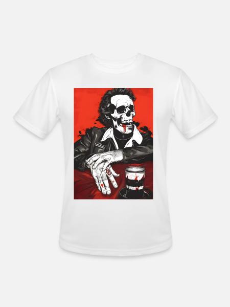 Skull Biker Noir - Men's Moisture Wicking Performance T-Shirt - white