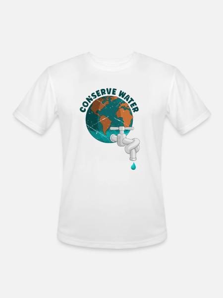 Conserve Water - water - Men's Moisture Wicking Performance T-Shirt - white