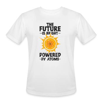 The Future is Bright: Powered by Atoms - Nuclear - Men's Moisture Wicking Performance T-Shirt - white - Front - Jackson (183cm)