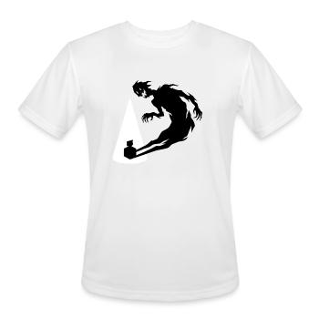 Cone Silhouette with Leaning Figure - Men's Moisture Wicking Performance T-Shirt - white - Front - Jackson (183cm)