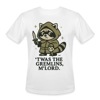 Raccoon Rogue in Hooded Quest - Men's Moisture Wicking Performance T-Shirt - white - Front - Jackson (183cm)