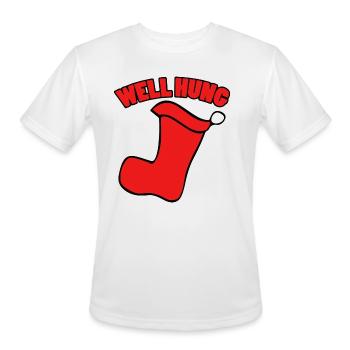 WELL HUNG FUNNY CHRISTMAS - Men's Moisture Wicking Performance T-Shirt - white - Front - Jackson (183cm)